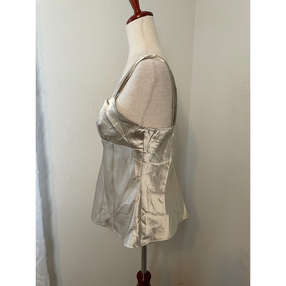 Takara Satin Babydoll Tank Top Size Large Champagne Beige Y2K Shiny Camisole - Picture 3 of 7